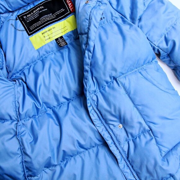 Ralph Lauren Down Feather Puffer Coat with Detachable Hoodie Blue Women XS - Picture 11 of 15